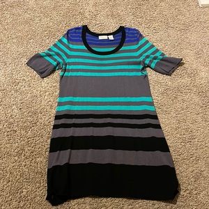 Striped stretchy sweater dress.